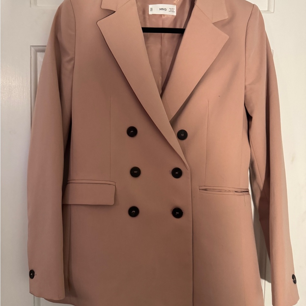 Mango Women's Tan Double-Breasted Blazer - Size Small - Picture 2 of 3